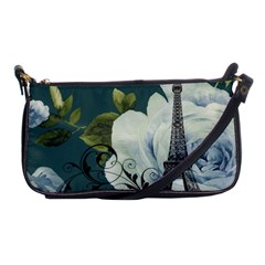 Blue Roses Vintage Paris Eiffel Tower Floral Fashion Decor Evening Bag by chicelegantboutique