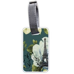 Blue Roses Vintage Paris Eiffel Tower Floral Fashion Decor Luggage Tag (one Side) by chicelegantboutique