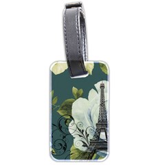 Blue Roses Vintage Paris Eiffel Tower Floral Fashion Decor Luggage Tag (two Sides) by chicelegantboutique