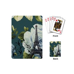 Blue Roses Vintage Paris Eiffel Tower Floral Fashion Decor Playing Cards (mini) by chicelegantboutique