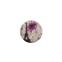 Purple Floral Vintage Paris Eiffel Tower Art 1  Mini Button Magnet by chicelegantboutique