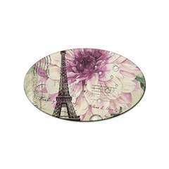 Purple Floral Vintage Paris Eiffel Tower Art Sticker (oval) by chicelegantboutique