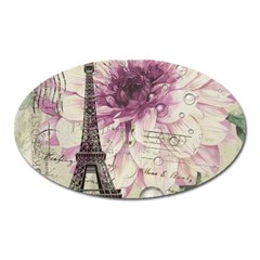 Purple Floral Vintage Paris Eiffel Tower Art Magnet (oval) by chicelegantboutique