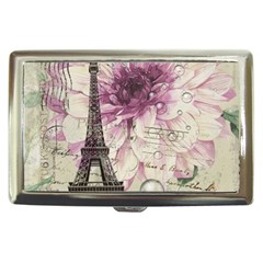 Purple Floral Vintage Paris Eiffel Tower Art Cigarette Money Case by chicelegantboutique