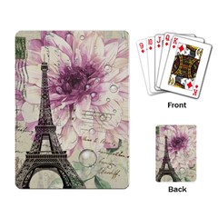 Purple Floral Vintage Paris Eiffel Tower Art Playing Cards Single Design by chicelegantboutique