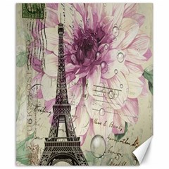 Purple Floral Vintage Paris Eiffel Tower Art Canvas 8  X 10  (unframed) by chicelegantboutique