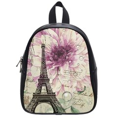 Purple Floral Vintage Paris Eiffel Tower Art School Bag (small) by chicelegantboutique