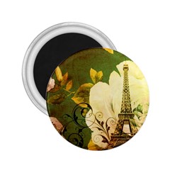 Floral Eiffel Tower Vintage French Paris 2 25  Button Magnet by chicelegantboutique