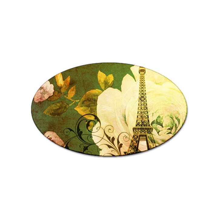 Floral Eiffel Tower Vintage French Paris Sticker (Oval)