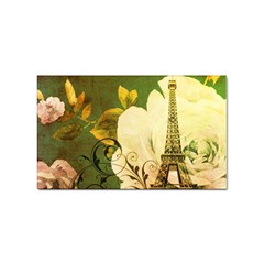 Floral Eiffel Tower Vintage French Paris Sticker (rectangle)