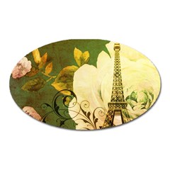 Floral Eiffel Tower Vintage French Paris Magnet (oval)