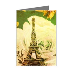 Floral Eiffel Tower Vintage French Paris Mini Greeting Card