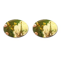 Floral Eiffel Tower Vintage French Paris Cufflinks (oval) by chicelegantboutique