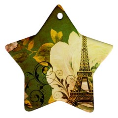 Floral Eiffel Tower Vintage French Paris Star Ornament (two Sides) by chicelegantboutique