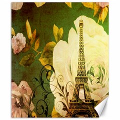 Floral Eiffel Tower Vintage French Paris Canvas 8  X 10  (unframed)