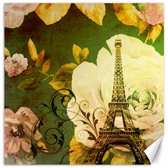 Floral Eiffel Tower Vintage French Paris Canvas 12  X 12  (unframed) by chicelegantboutique