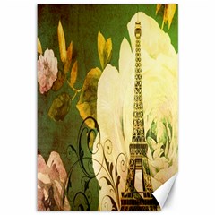 Floral Eiffel Tower Vintage French Paris Canvas 12  X 18  (unframed) by chicelegantboutique