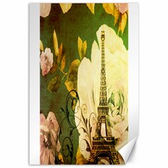 Floral Eiffel Tower Vintage French Paris Canvas 20  X 30  (unframed) by chicelegantboutique