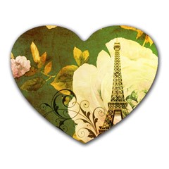 Floral Eiffel Tower Vintage French Paris Mouse Pad (heart) by chicelegantboutique