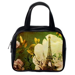 Floral Eiffel Tower Vintage French Paris Classic Handbag (one Side) by chicelegantboutique