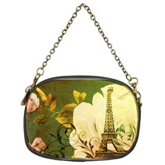 Floral Eiffel Tower Vintage French Paris Chain Purse (one Side)