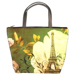 Floral Eiffel Tower Vintage French Paris Bucket Bag by chicelegantboutique