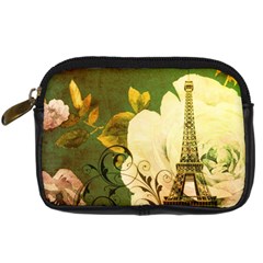 Floral Eiffel Tower Vintage French Paris Digital Camera Leather Case by chicelegantboutique