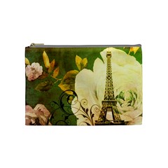 Floral Eiffel Tower Vintage French Paris Cosmetic Bag (medium) by chicelegantboutique