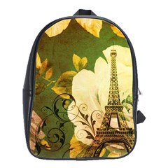 Floral Eiffel Tower Vintage French Paris School Bag (large) by chicelegantboutique