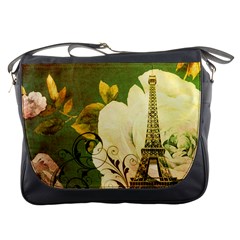 Floral Eiffel Tower Vintage French Paris Messenger Bag by chicelegantboutique