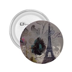 Floral Vintage Paris Eiffel Tower Art 2 25  Button by chicelegantboutique