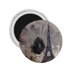 Floral Vintage Paris Eiffel Tower Art 2 25  Button Magnet by chicelegantboutique