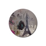 Floral Vintage Paris Eiffel Tower Art Drink Coaster (Round) Front