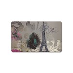 Floral Vintage Paris Eiffel Tower Art Magnet (Name Card) Front