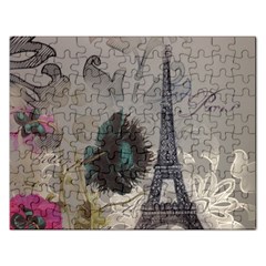 Floral Vintage Paris Eiffel Tower Art Jigsaw Puzzle (rectangle) by chicelegantboutique