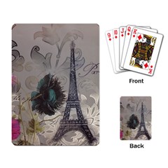 Floral Vintage Paris Eiffel Tower Art Playing Cards Single Design by chicelegantboutique