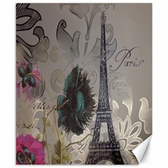 Floral Vintage Paris Eiffel Tower Art Canvas 8  X 10  (unframed) by chicelegantboutique