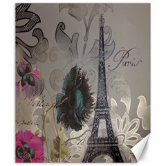 Floral Vintage Paris Eiffel Tower Art Canvas 20  X 24  (unframed) by chicelegantboutique