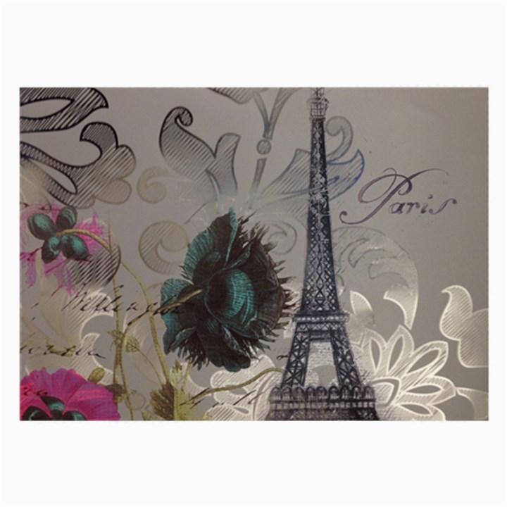 Floral Vintage Paris Eiffel Tower Art Glasses Cloth (Large, Two Sided)