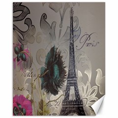 Floral Vintage Paris Eiffel Tower Art Canvas 11  X 14  (unframed) by chicelegantboutique