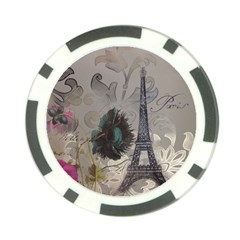 Floral Vintage Paris Eiffel Tower Art Poker Chip by chicelegantboutique