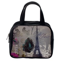 Floral Vintage Paris Eiffel Tower Art Classic Handbag (one Side) by chicelegantboutique