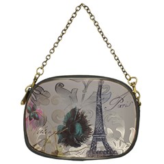 Floral Vintage Paris Eiffel Tower Art Chain Purse (one Side) by chicelegantboutique