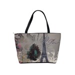 Floral Vintage Paris Eiffel Tower Art Large Shoulder Bag Back