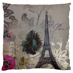 Floral Vintage Paris Eiffel Tower Art Large Cushion Case (two Sided)  by chicelegantboutique