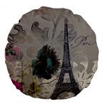 Floral Vintage Paris Eiffel Tower Art 18  Premium Round Cushion  Front