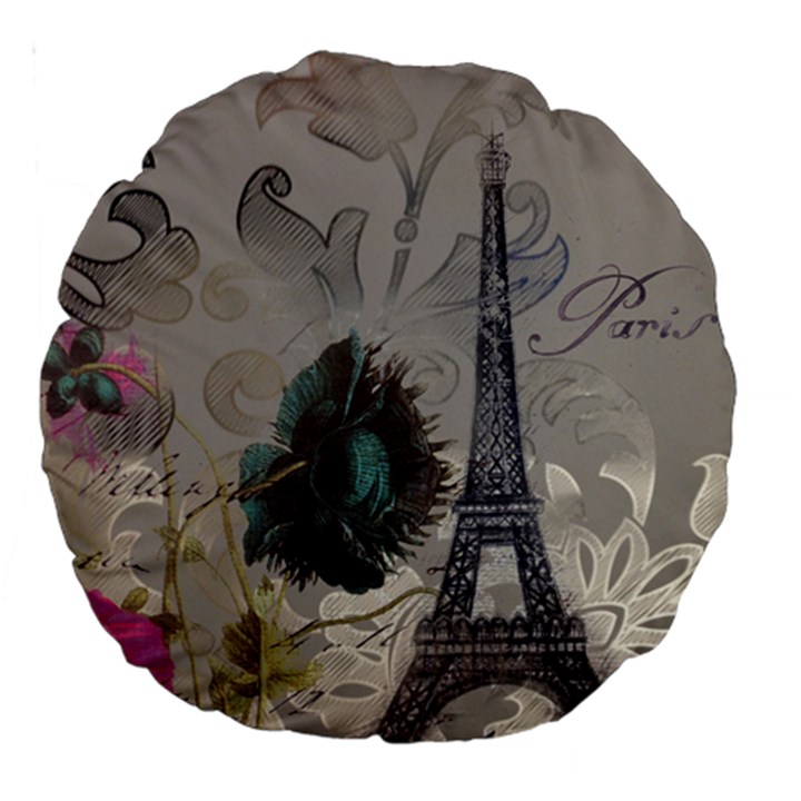 Floral Vintage Paris Eiffel Tower Art 18  Premium Round Cushion 