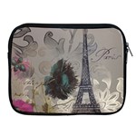 Floral Vintage Paris Eiffel Tower Art Apple iPad 2/3/4 Zipper Case Front