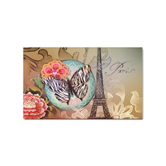 Fuschia Flowers Butterfly Eiffel Tower Vintage Paris Fashion Sticker 100 Pack (rectangle) by chicelegantboutique