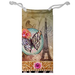 Fuschia Flowers Butterfly Eiffel Tower Vintage Paris Fashion Jewelry Bag by chicelegantboutique